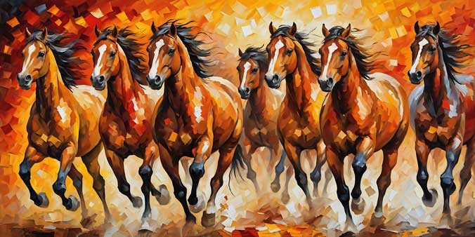 Energetic Seven Horses Painting for Money Flow & Business Stability |Southeast Vastu